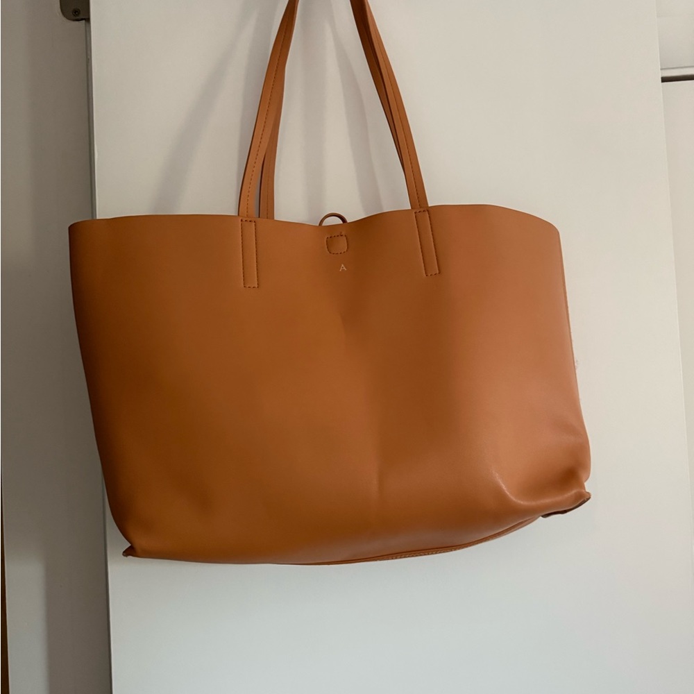 Mark & Graham Tan Leather Tote Bag with Personalization “A”